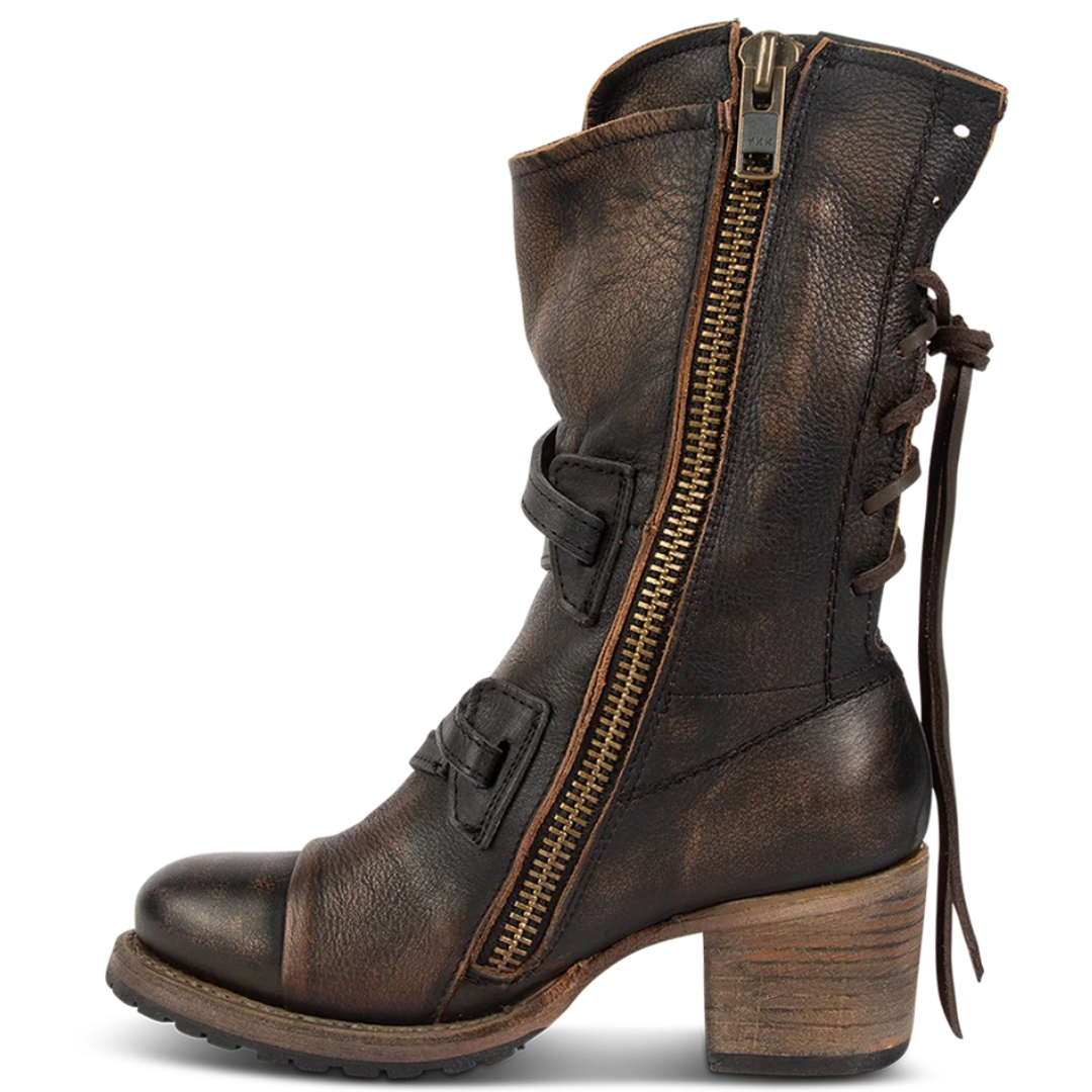 Freebird Ladies Cora Black Buckle Strap Leather Boot CORA-BLK