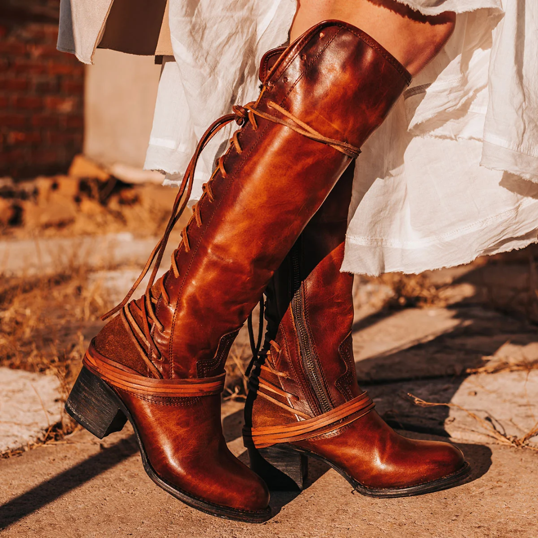 Freebird Ladies Coal Black Leather Lace Up Tall Western Boot COAL-COG