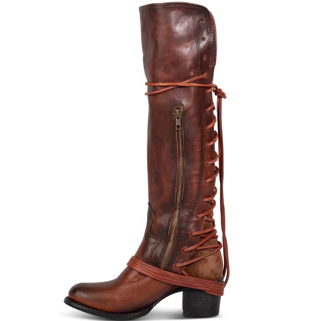 Freebird Ladies Coal Black Leather Lace Up Tall Western Boot COAL-COG