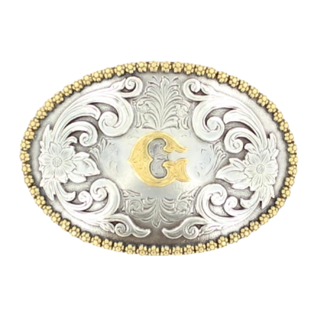 Nocona Antique Scroll & Initial  Belt Buckle 37072