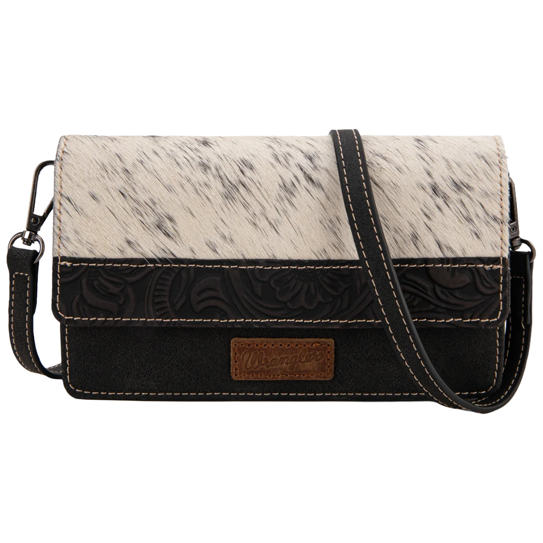 Wrangler Ladies Genuine Hair-On Cowhide Black Mini Crossbody Bag WG169-W030BK