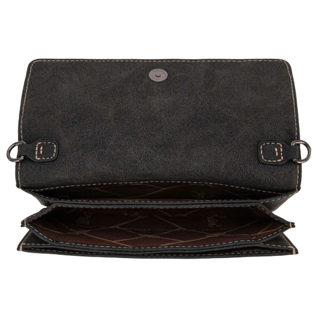 Wrangler Ladies Genuine Hair-On Cowhide Black Mini Crossbody Bag WG169-W030BK