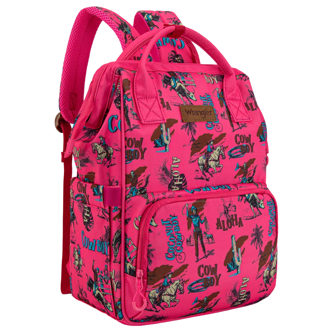 Wrangler Cowboy Printed Dark Pink Callie Backpack/Diaper Bag WG2204-91102DPK