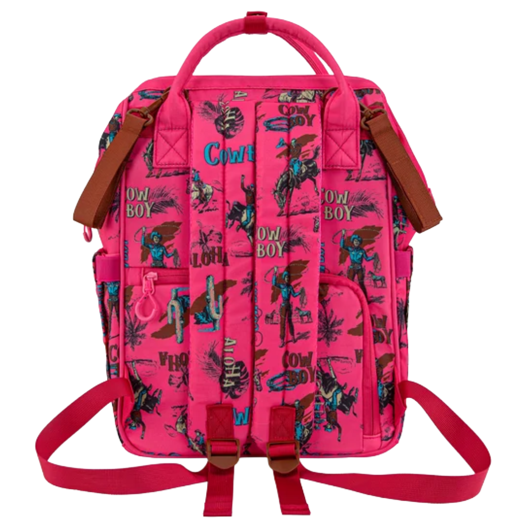 Wrangler Cowboy Printed Dark Pink Callie Backpack/Diaper Bag WG2204-91102DPK