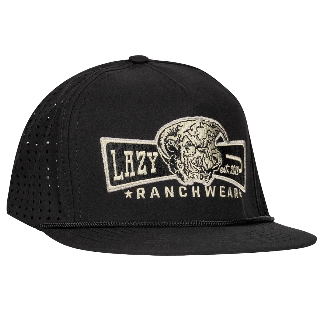 Lazy J Ranch Black Diamond Banner Performance Rope Trucker Cap BLKPERBANNER