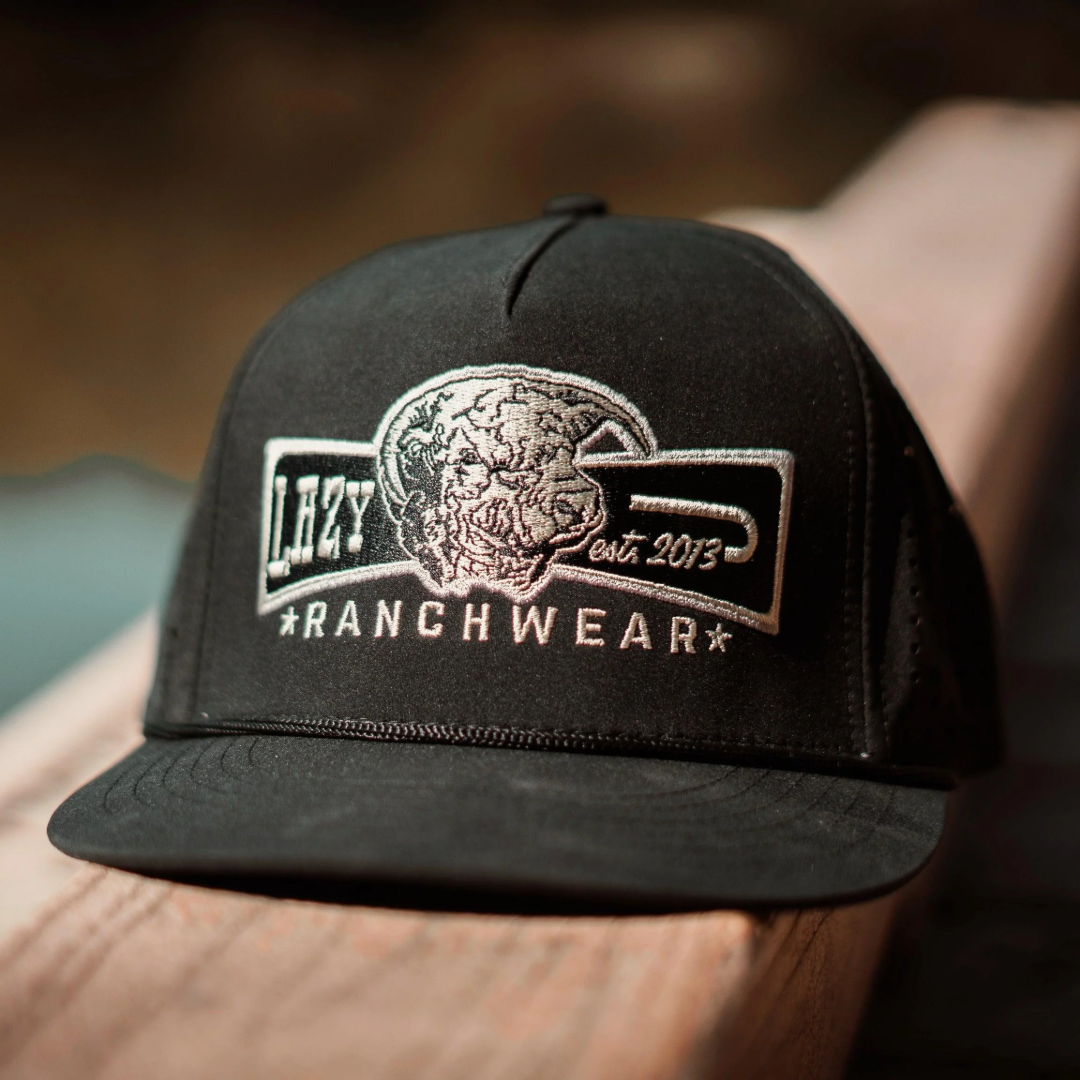 Lazy J Ranch Black Diamond Banner Performance Rope Trucker Cap BLKPERBANNER