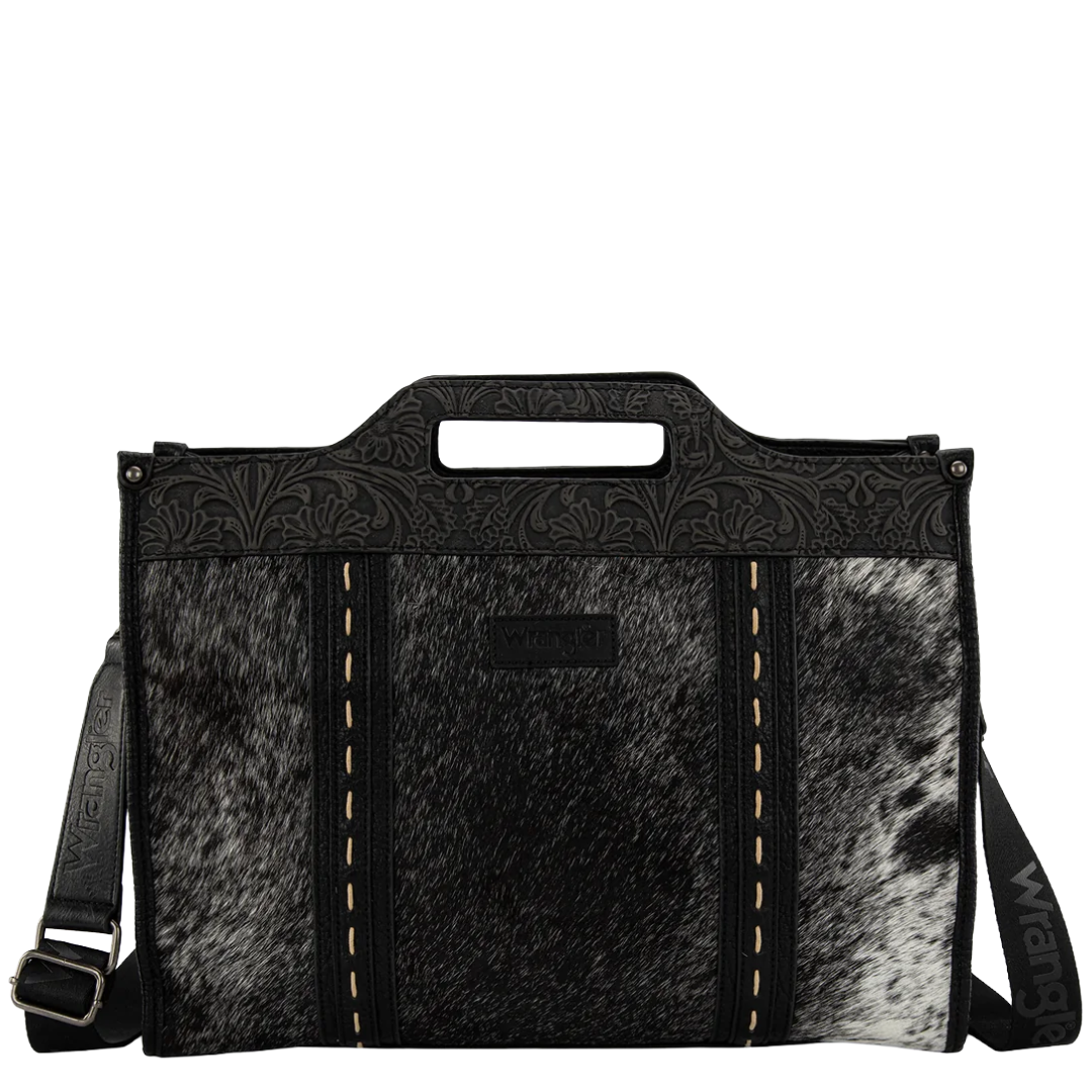 Wrangler Ladies Genuine Cowhide Carry-All Black Large Tote/Crossbody WG283-014BK