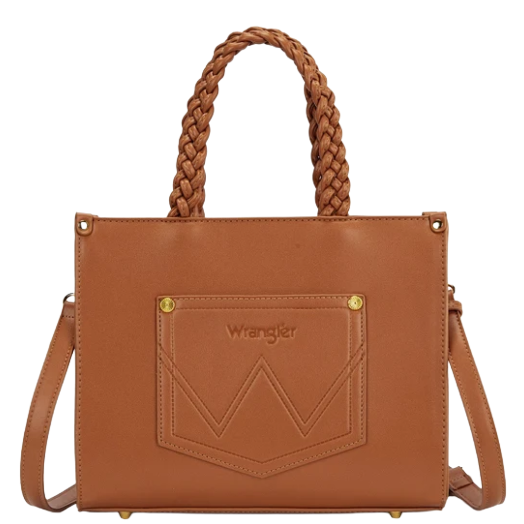 Wrangler Ladies Brown Floral Print Braided Tote Bag WG438-8120BR