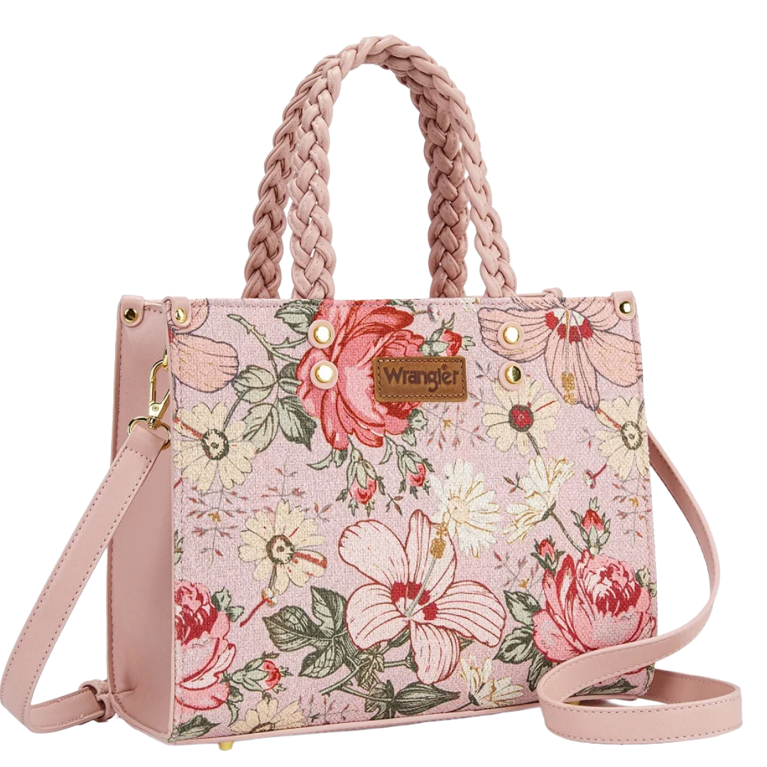 Wrangler Ladies Pink Floral Print Braided Tote Bag WG438-8120PK