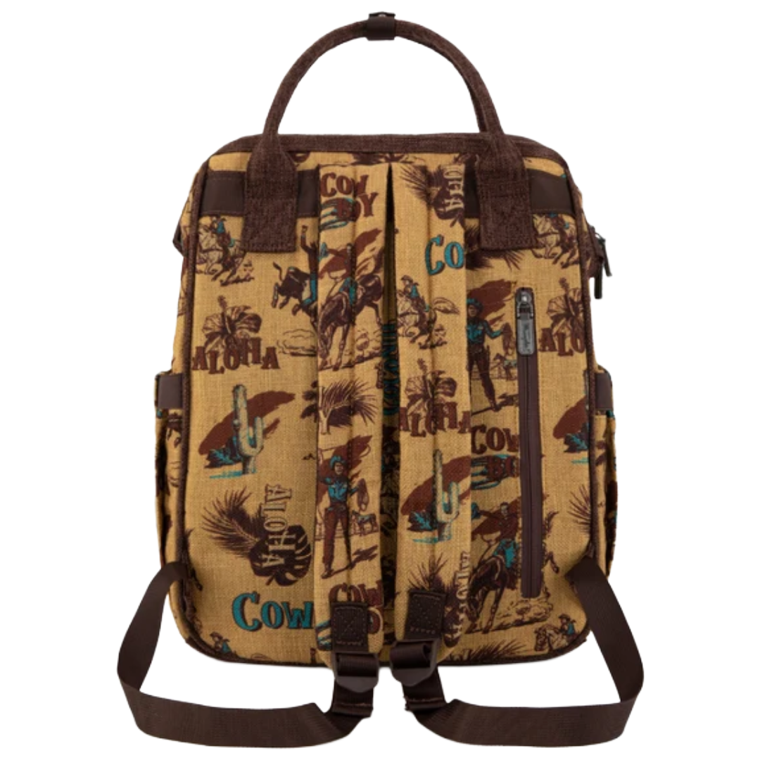 Wrangler Ladies Vintage Retro Cowboy Cool Print Dark Yellow Backpack WG60-9110DK-YL