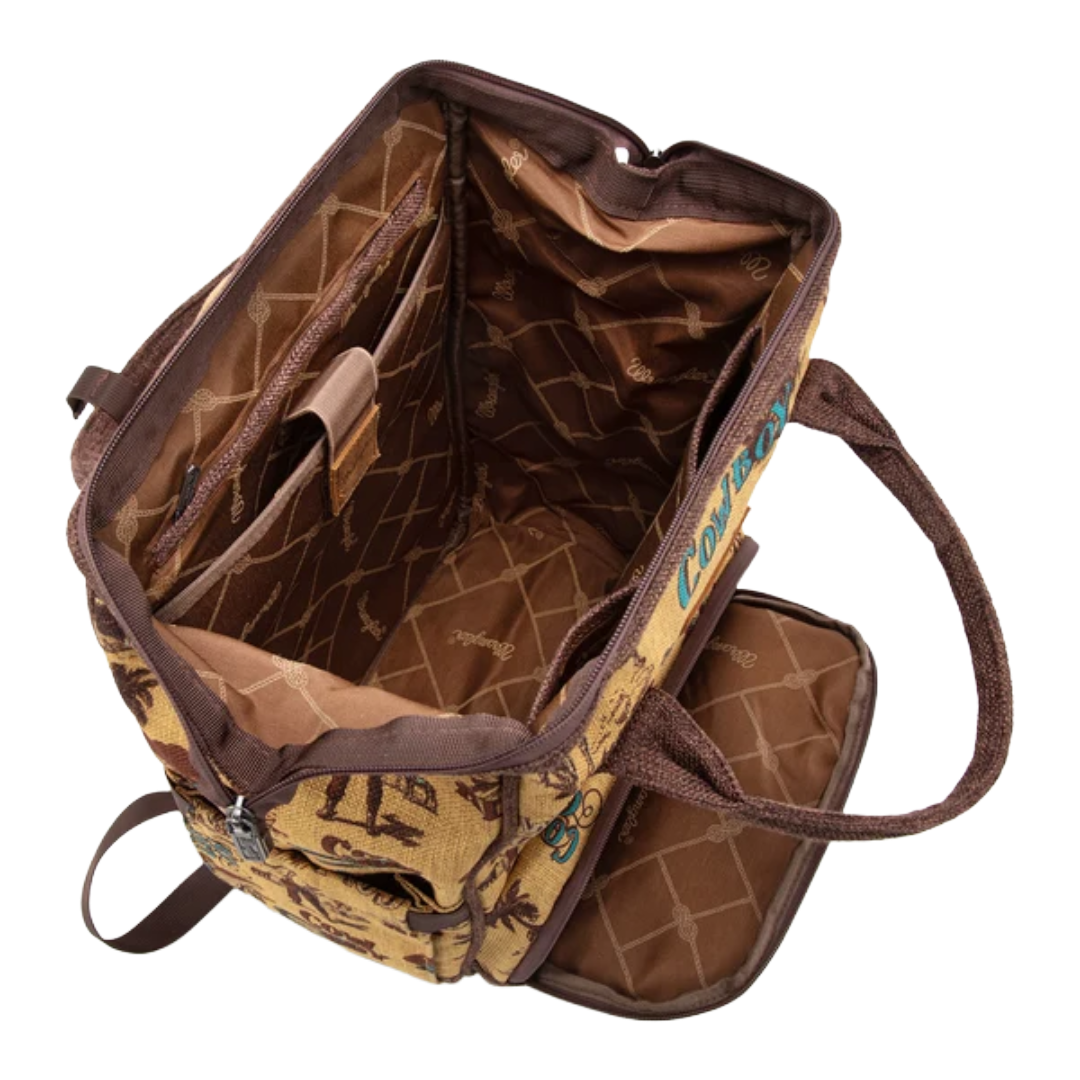 Wrangler Ladies Vintage Retro Cowboy Cool Print Dark Yellow Backpack WG60-9110DK-YL