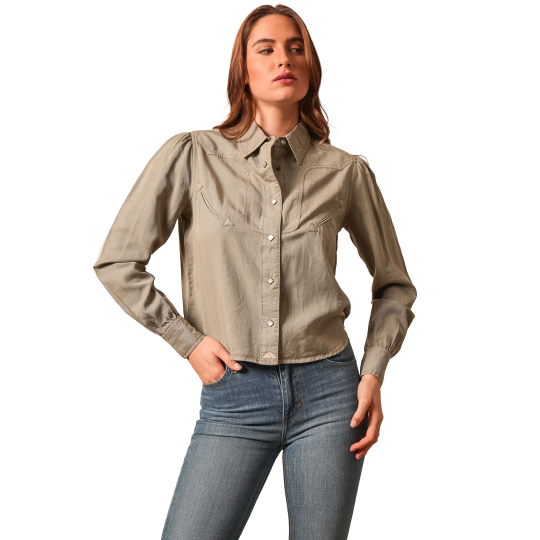 Kimes Ranch Ladies Cece Moss Green Denim Shirt WTO0000090-GN011