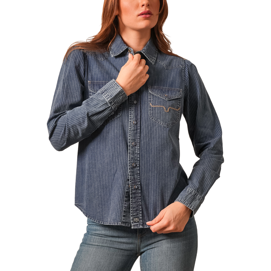 Kimes Ranch Ladies Frankie Indigo Stripe Snap Shirt WTO0000092-BL021