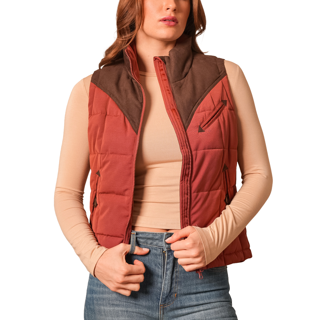Kimes Ranch Ladies Lenora Burnt Red Quilted Vest WVE0000005-RD019