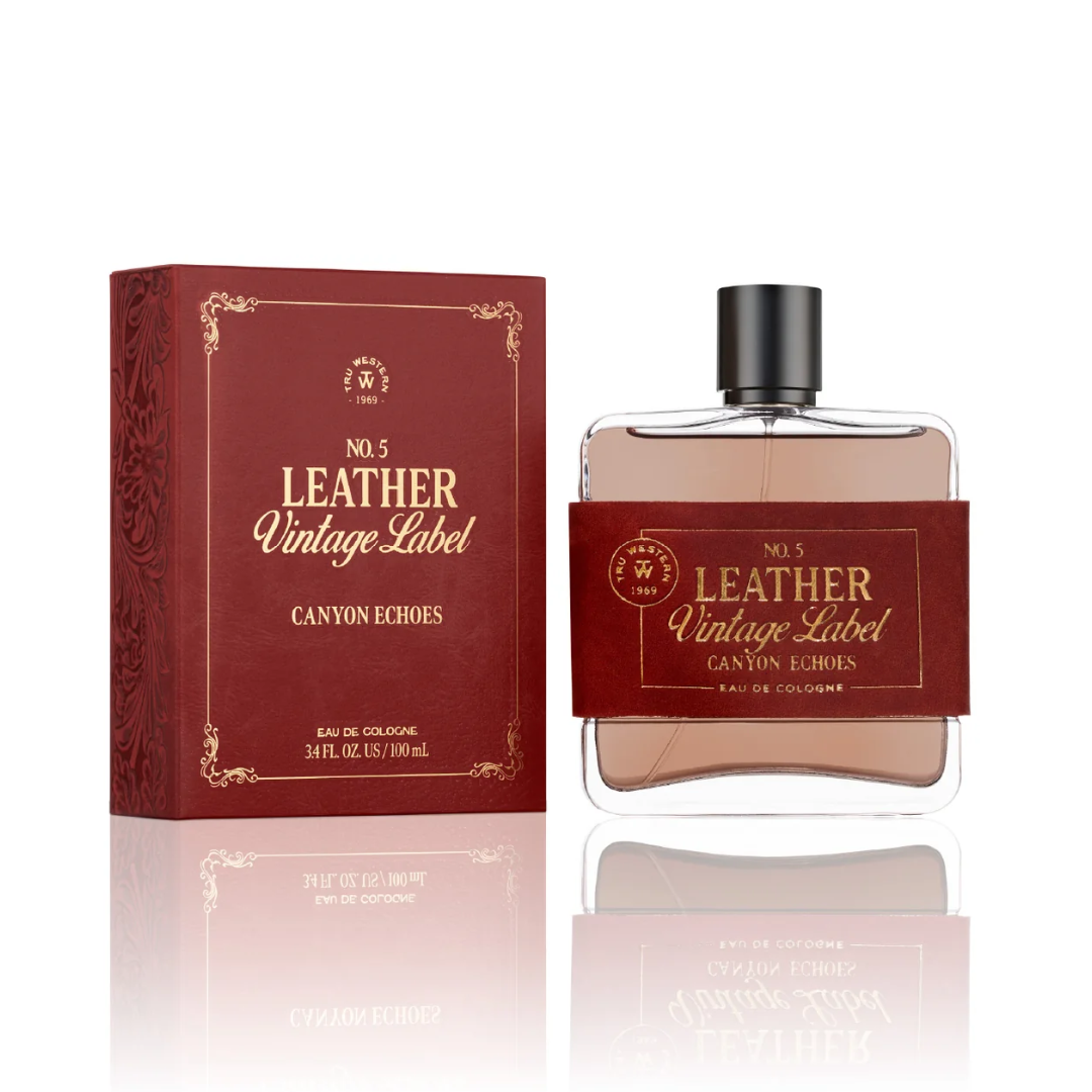 Tru Western No. 5 Leather Vintage Label Canyon Echoes 3.4 oz Cologne 99039