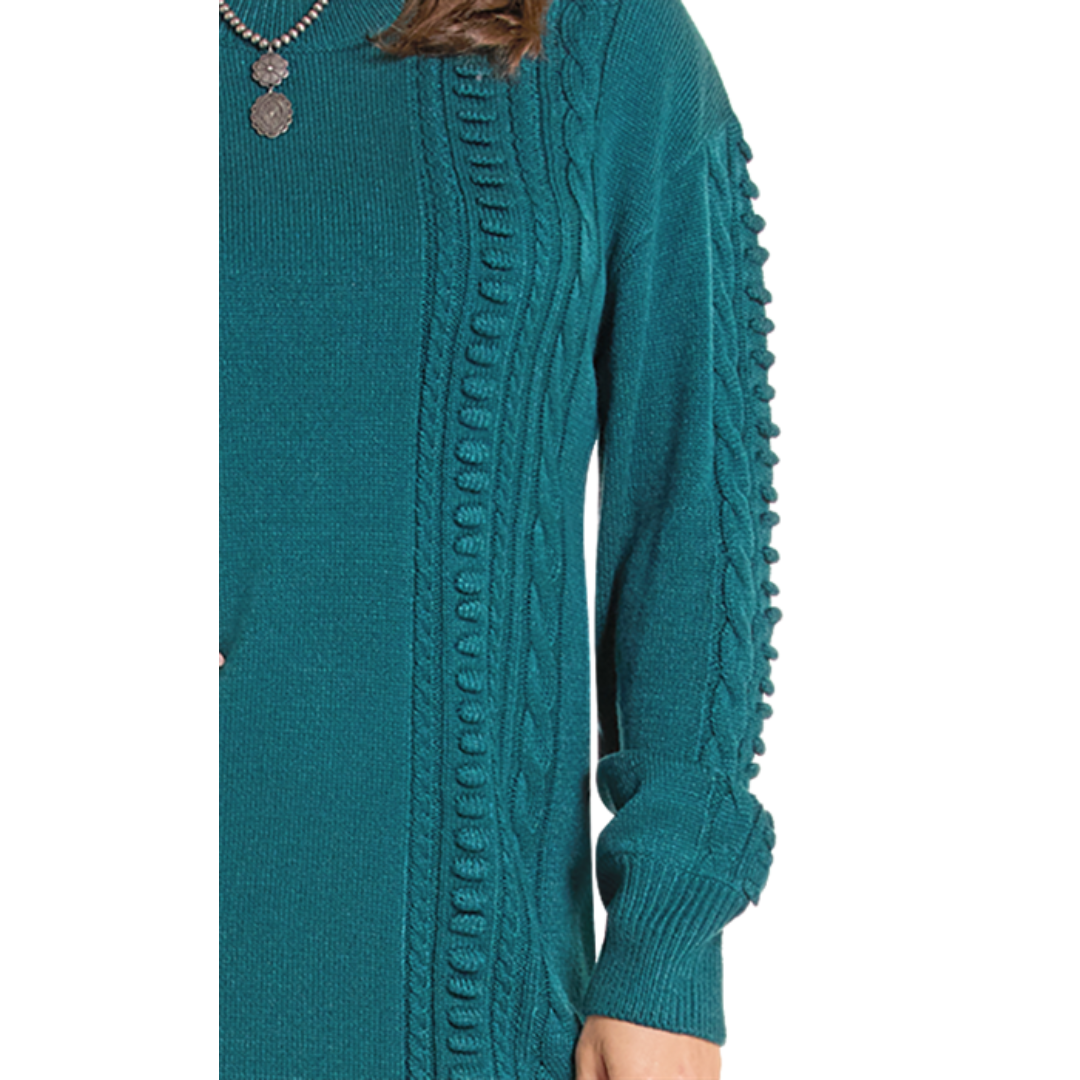 Rock & Roll Denim Ladies Teal Sweater Knit Dress BWD2R09395