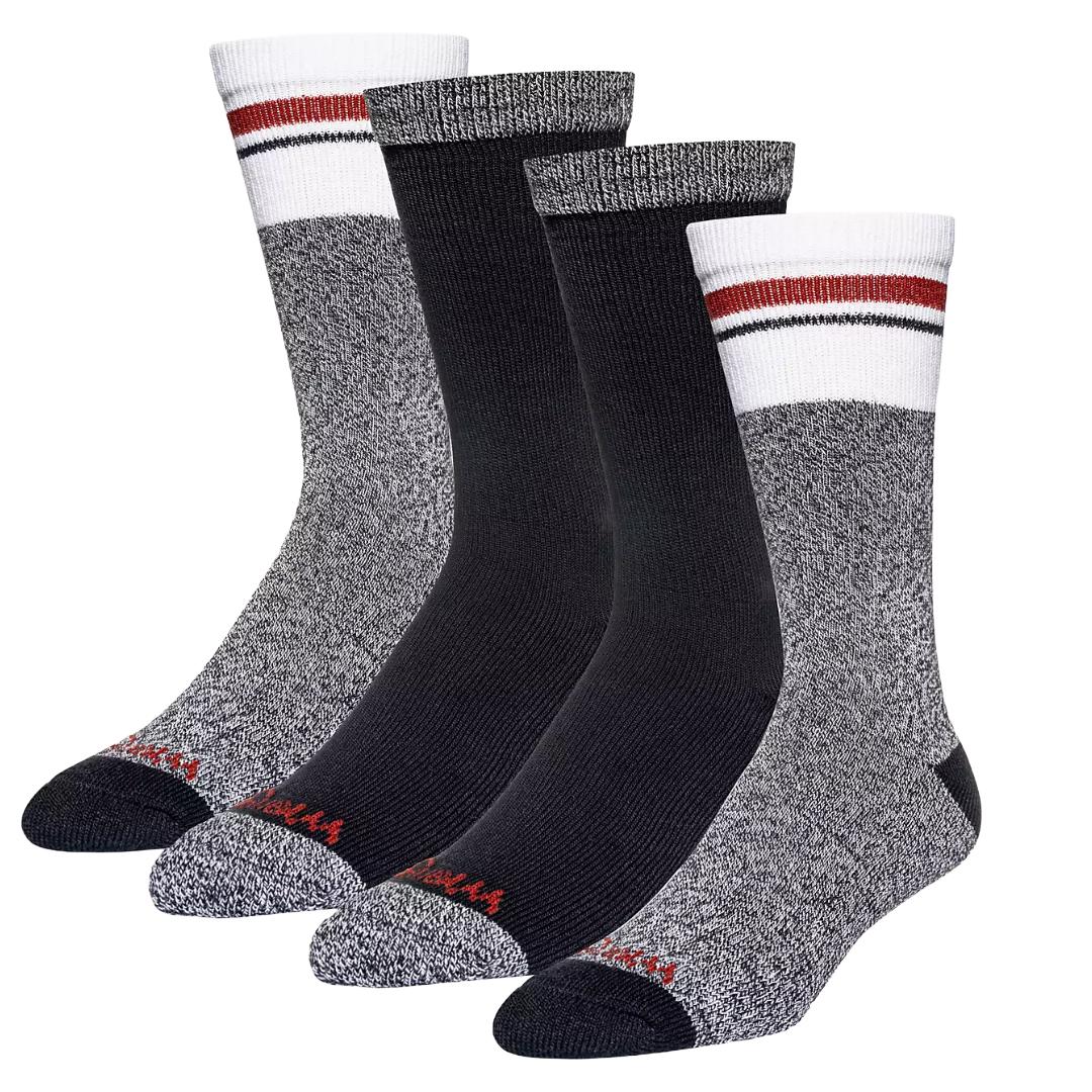 Wrangler Men's Cozy Cabin Black Comfort Stretch 4-Pack Crew Socks WFE03M2600-BLK