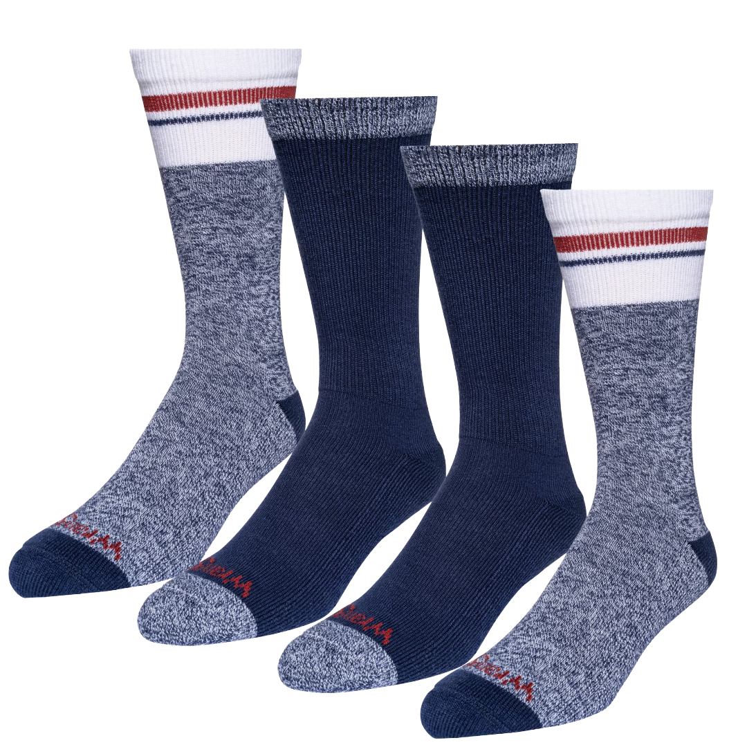 Wrangler Men's Cozy Cabin Naval Academy Comfort Stretch 4-Pack Crew Socks WFE03M2600-NVY