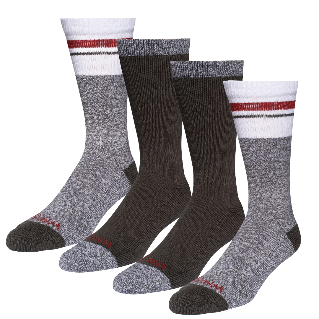 Wrangler Men's Cozy Cabin Green Comfort Stretch 4-Pack Crew Socks WFE03M2600-DMG
