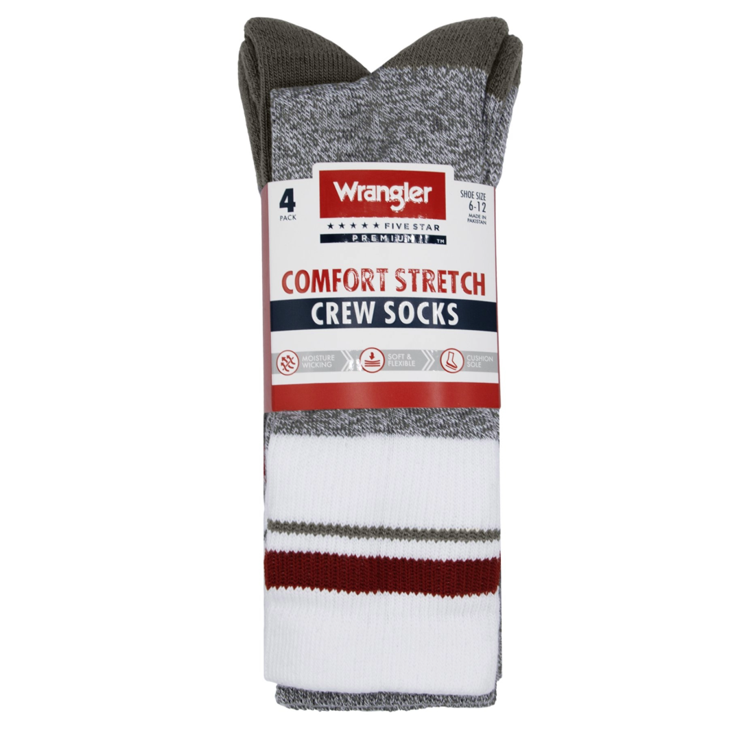 Wrangler Men's Cozy Cabin Green Comfort Stretch 4-Pack Crew Socks WFE03M2600-DMG