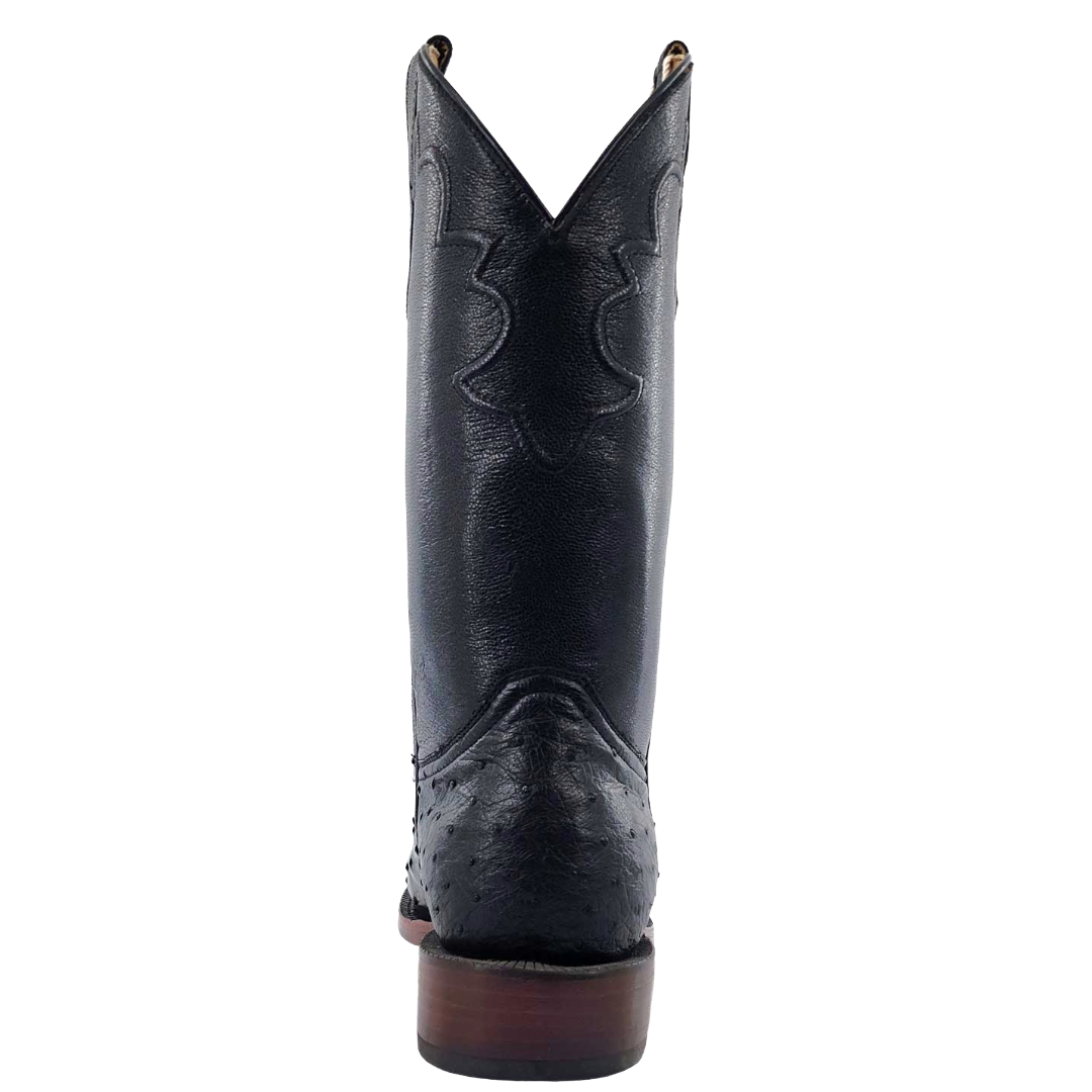 R. Watson Men's Black Full Quill Ostrich Leather 12" Western Boot RW4000-5