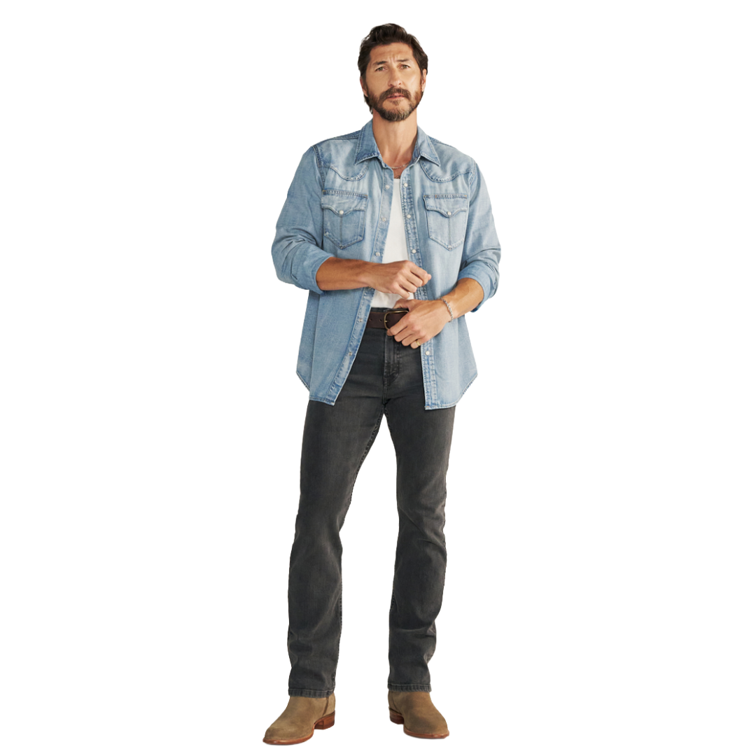 Tecovas Men's Light Wash Denim Pearl Snap Shirt 40439LWD
