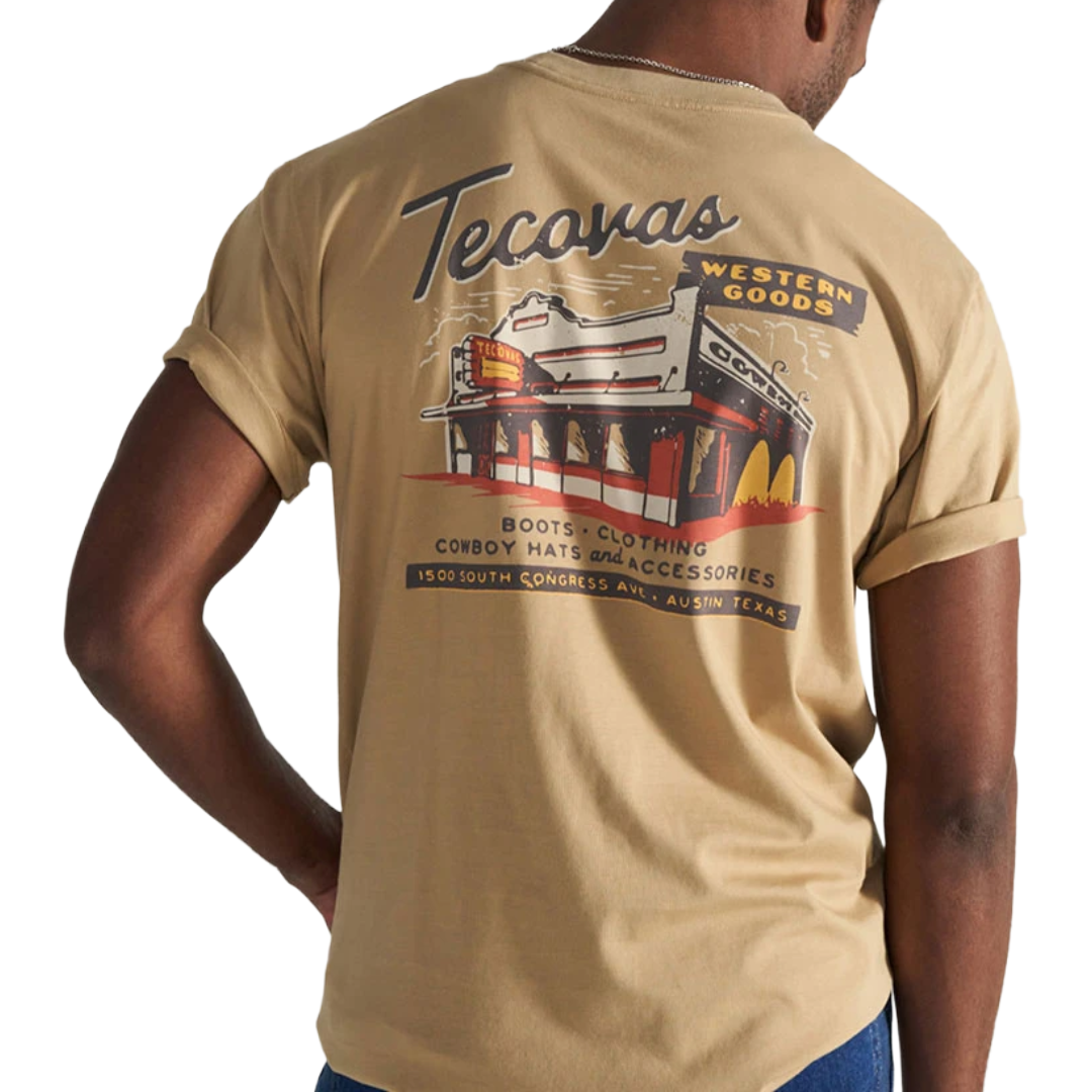 Tecovas Men's Store Front Graphic Khaki Pocket Tee 61125KMU