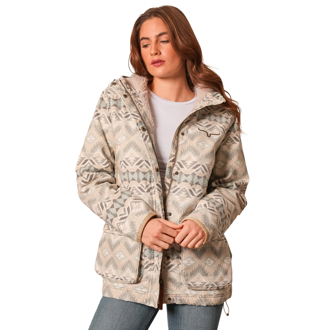 Kimes Ranch Ladies Emery Sand Aztec Print Hooded Jacket WJA0000014-BE007