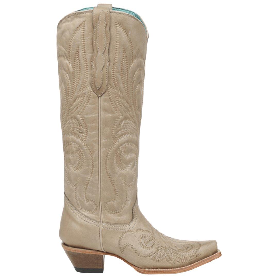 Corral Ladies Bone Curved Embroidery Pattern Tall Top Western Boot Z5574