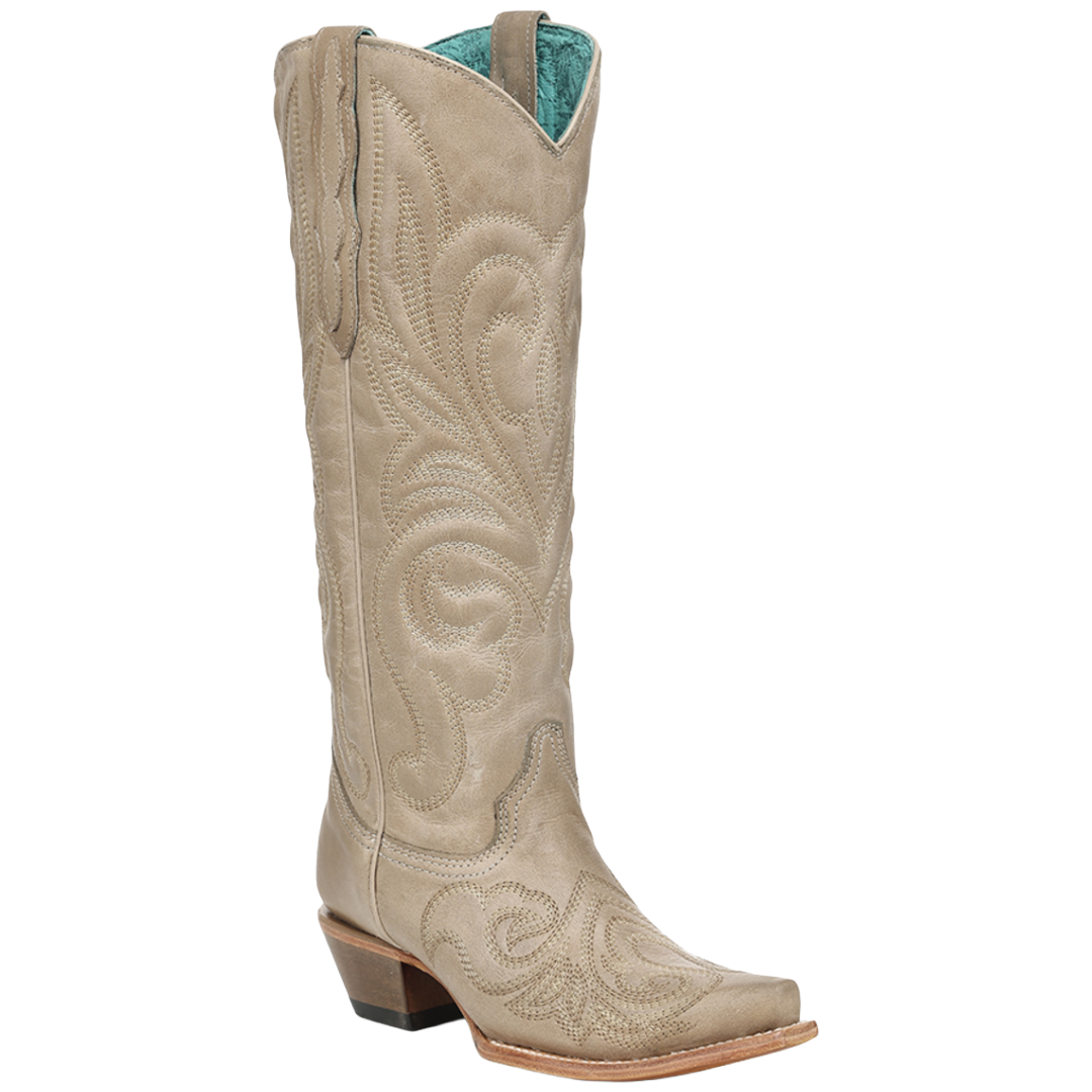 Corral Ladies Bone Curved Embroidery Pattern Tall Top Western Boot Z5574