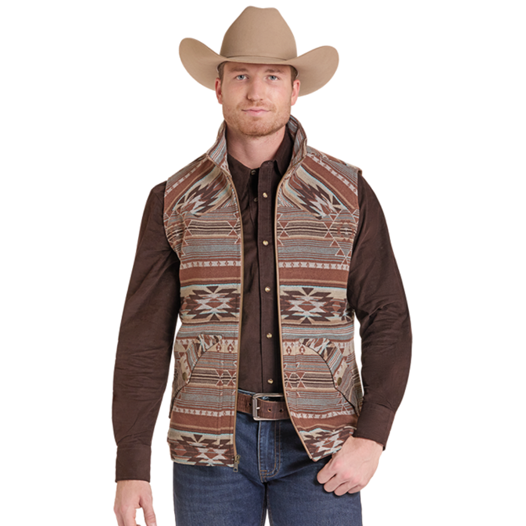 Powder River Outfitters Men's Santa Fe Aztec Jacquard Vest DM98C09229