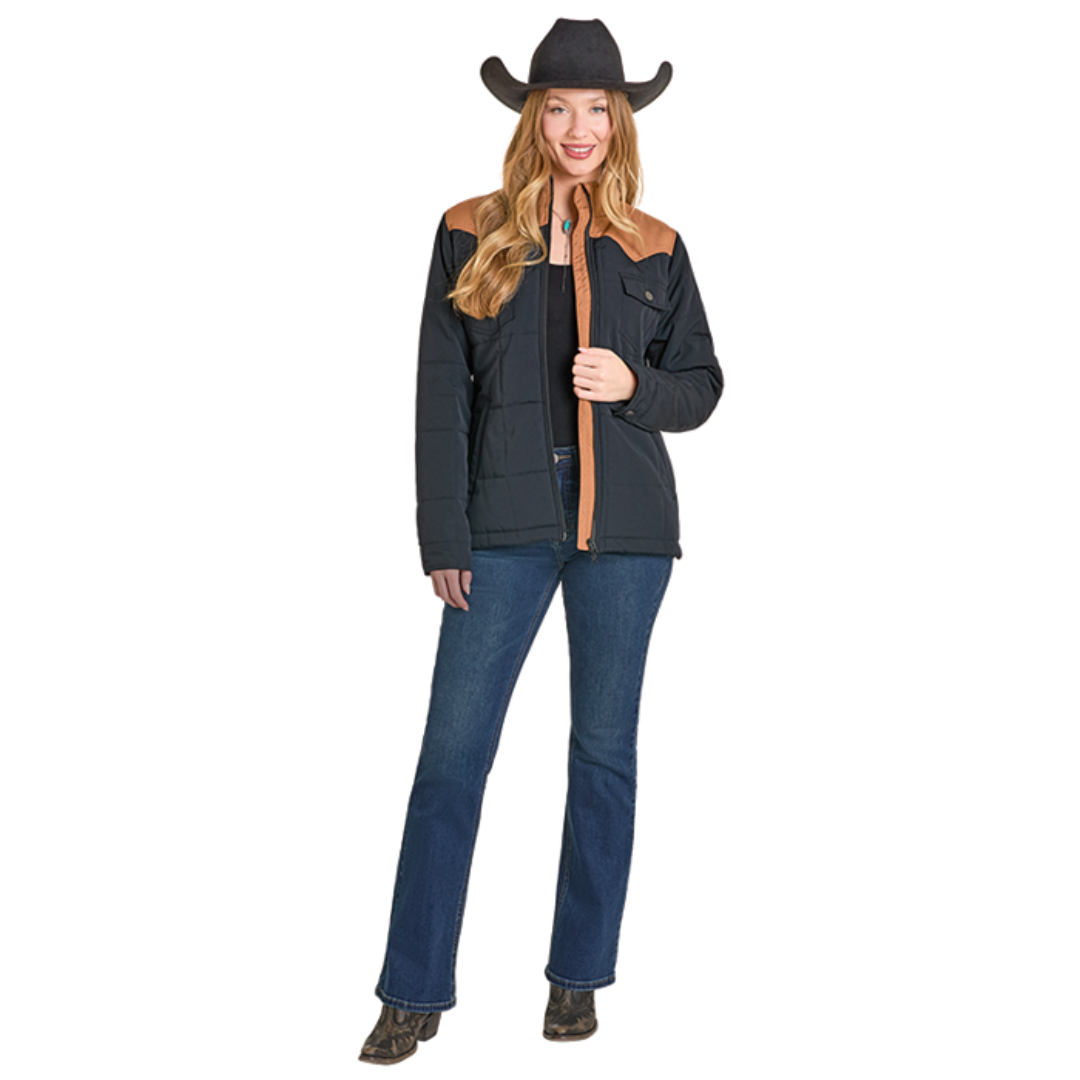 Powder River Outfitters Ladies Performance Black Two Tone Puffer Jacket DW92C06851