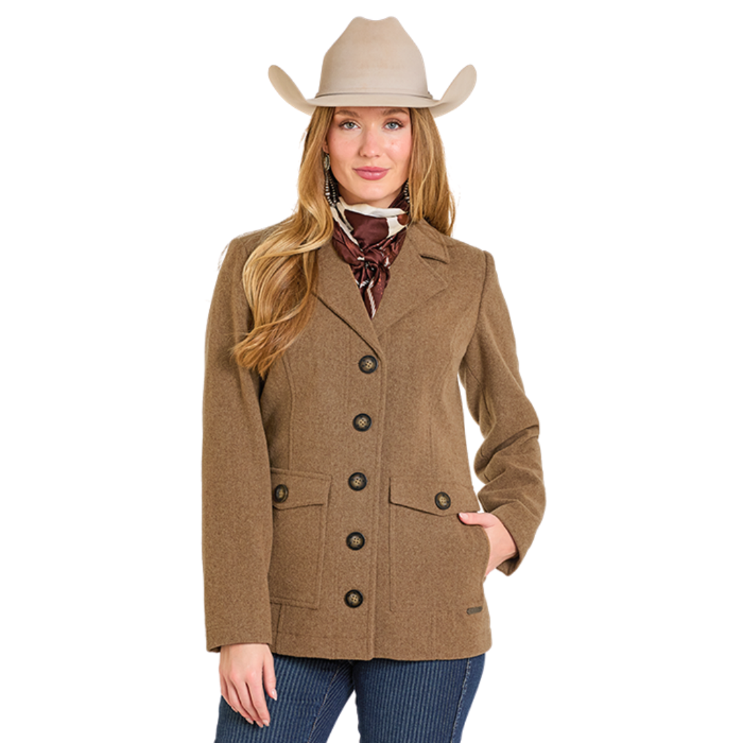 Powder River Outfitters Ladies Dark Brown Heather Wool Coat DW92C06829-22