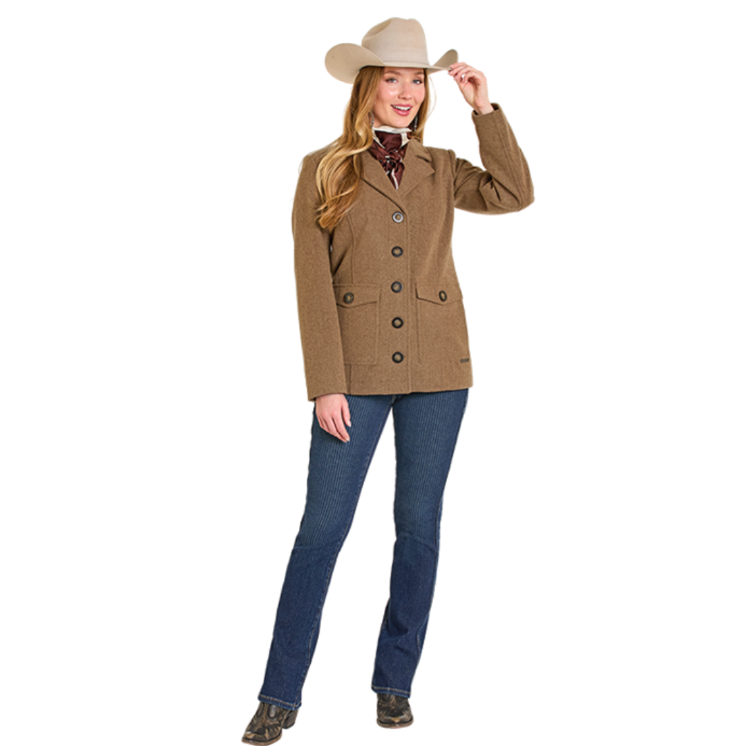 Powder River Outfitters Ladies Dark Brown Heather Wool Coat DW92C06829-22