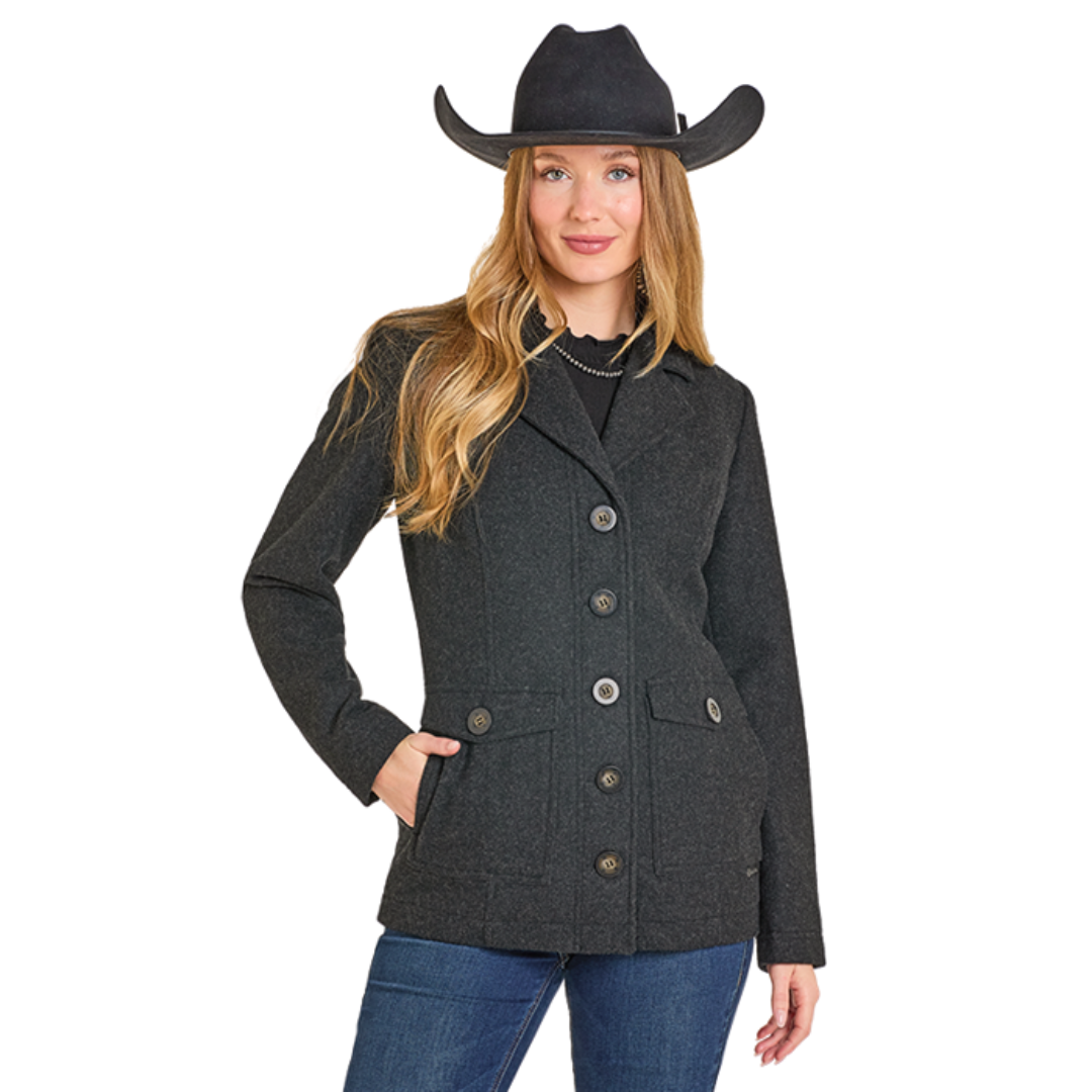 Powder River Outfitters Ladies Black Heather Wool Coat DW92C06829-01