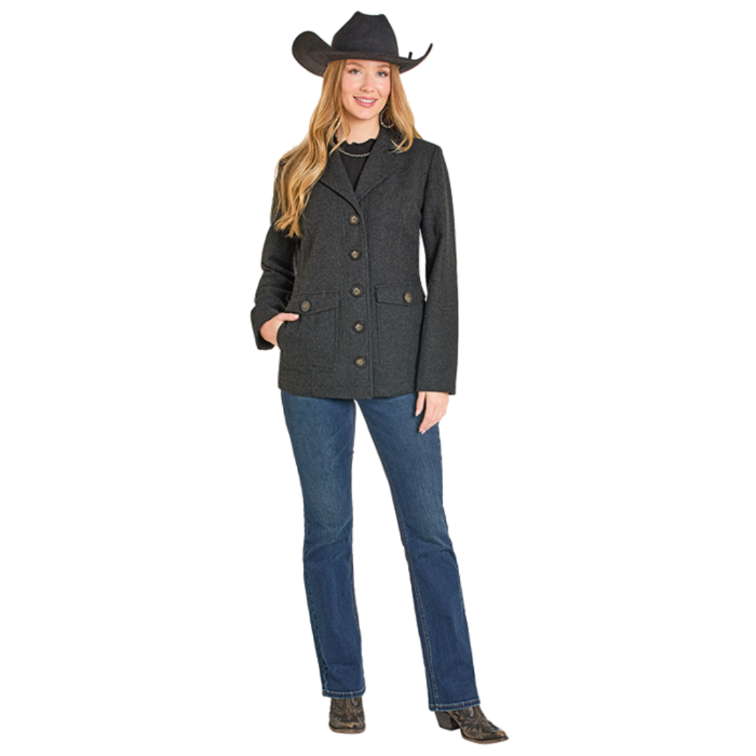 Powder River Outfitters Ladies Black Heather Wool Coat DW92C06829-01