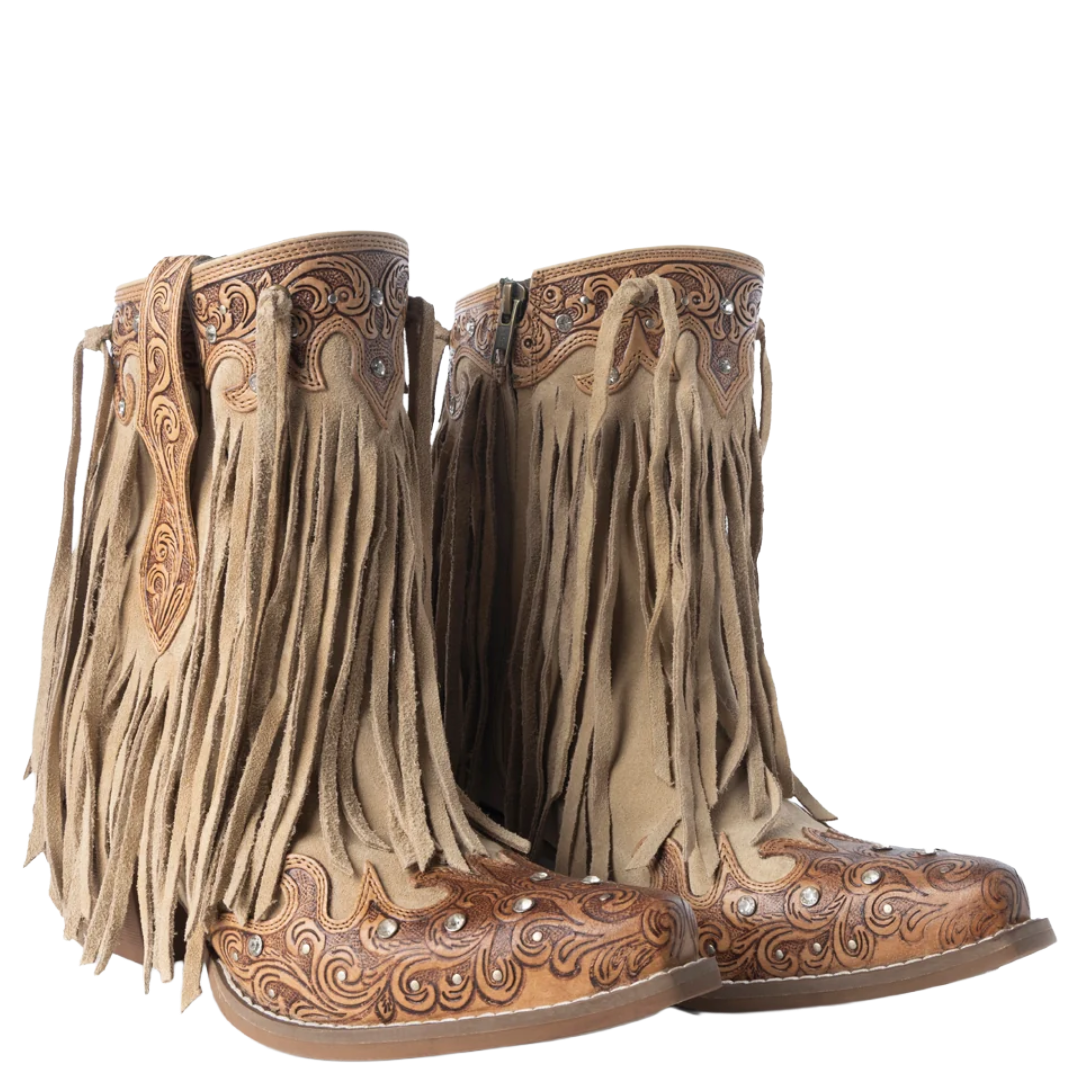 Myra Ladies Nashville Nights Fringe Ember Leather Western Bootie S-14740