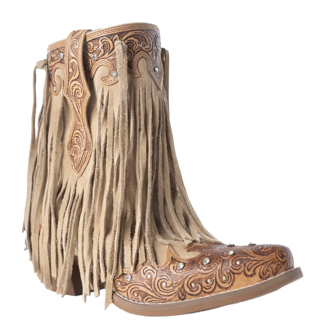 Myra Ladies Nashville Nights Fringe Ember Leather Western Bootie S-14740