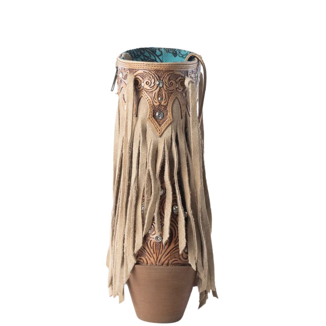 Myra Ladies Nashville Nights Fringe Ember Leather Western Bootie S-14740