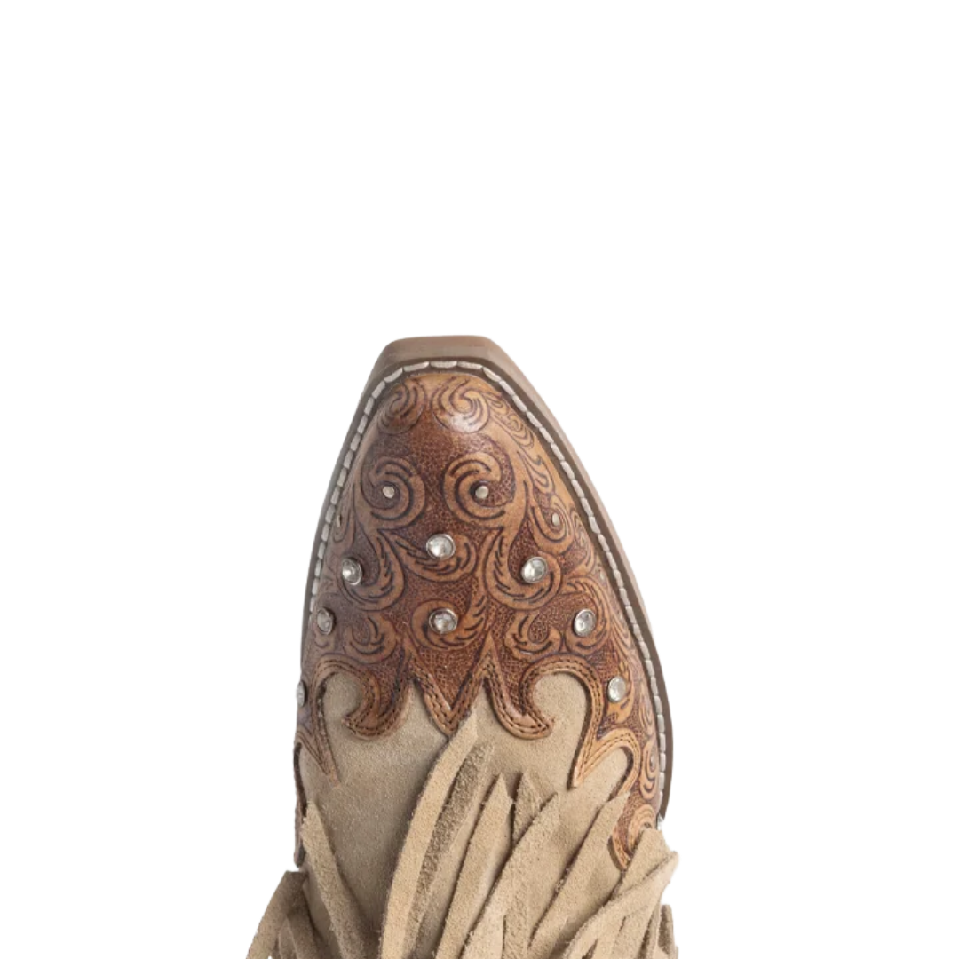 Myra Ladies Nashville Nights Fringe Ember Leather Western Bootie S-14740
