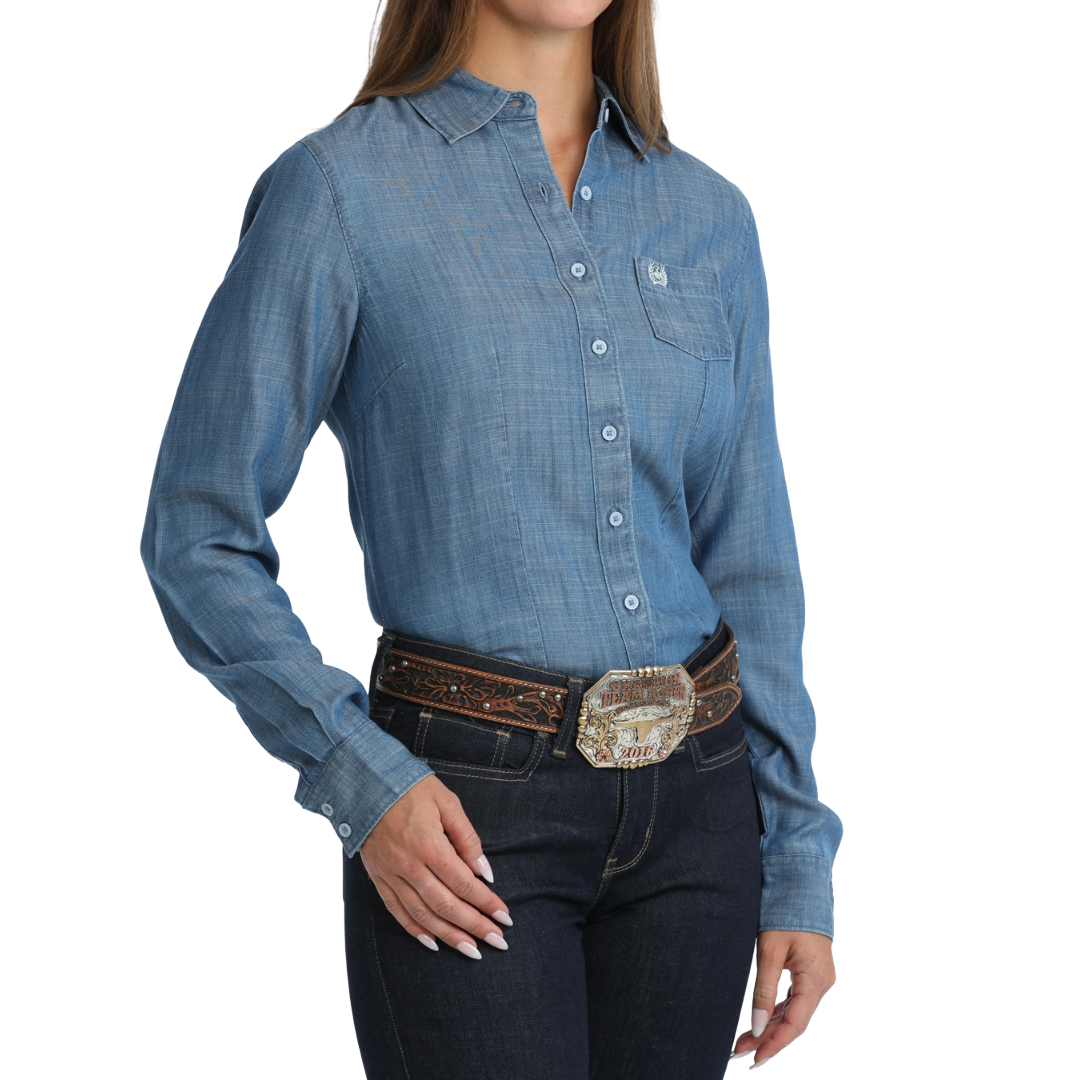 Cinch Ladies Chambray Indigo Button Down MSW9164279