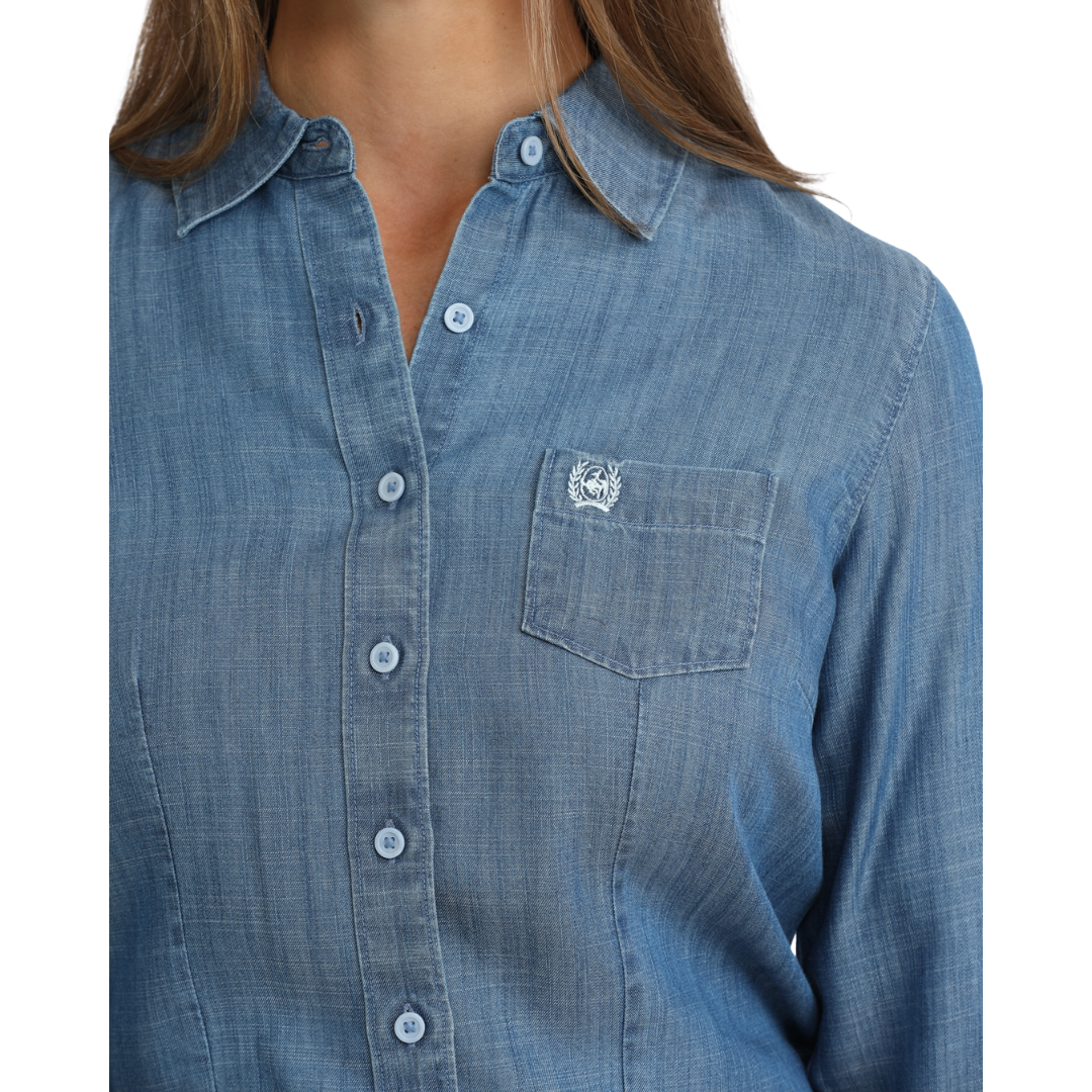 Cinch Ladies Chambray Indigo Button Down MSW9164279