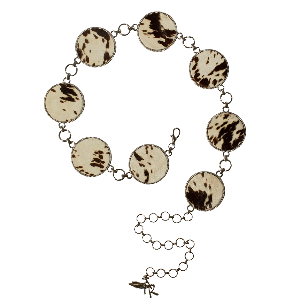 Angel Ranch Ladies Brown Cowhide Concho Chain Belt D140009202