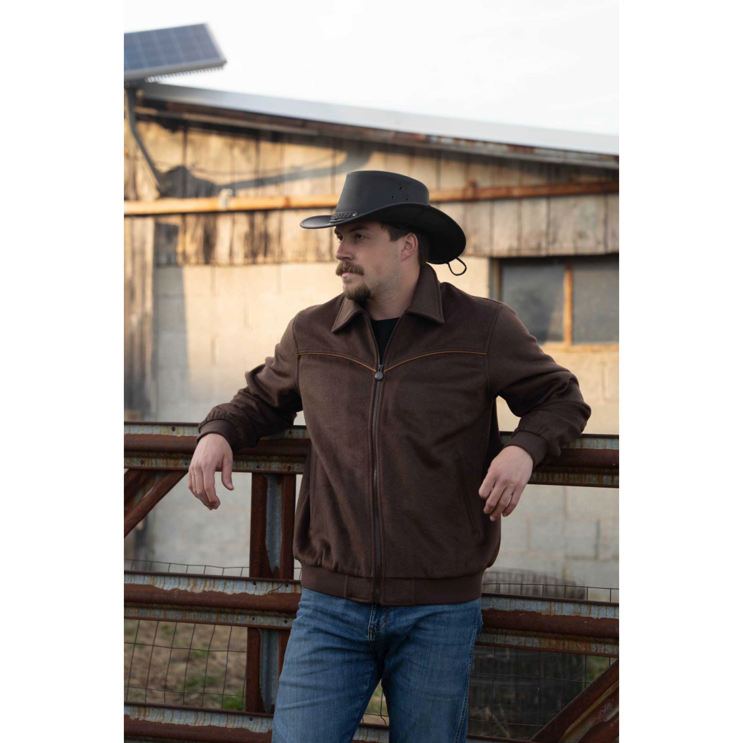 Outback Trading Co. Brown Full Zip Varsity Jacket 29929-BRN