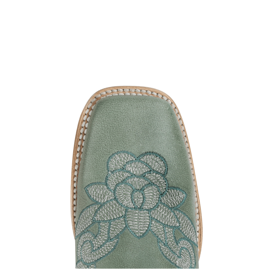 Circle G by Corral Ladies Aqua Curved Embroidery Pattern Wide Square Toe Boot L6468