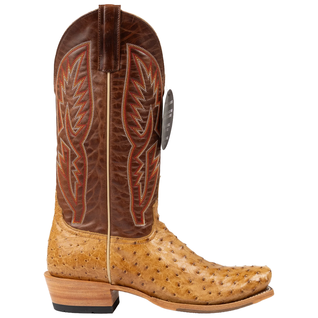 Horse Power Men's Antique Saddle Full Quill Ostrich Square Toe Western Boot HP9534