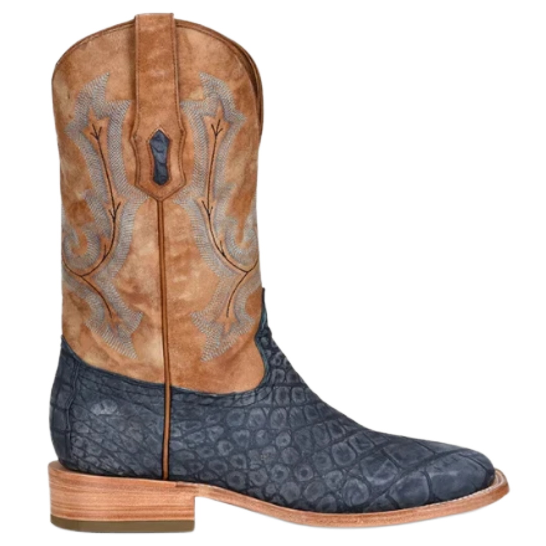 Corral Men's Blue Alligator Embossed Leather Wide Square Toe Western Boot A4220