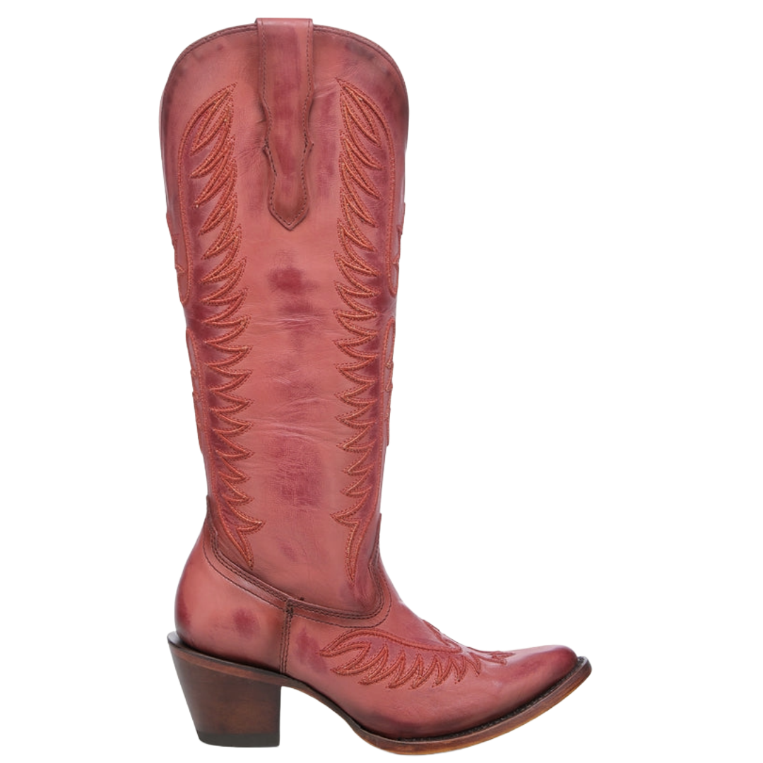 Corral Ladies Embroidery J Toe Red Leather Western Boot A4791