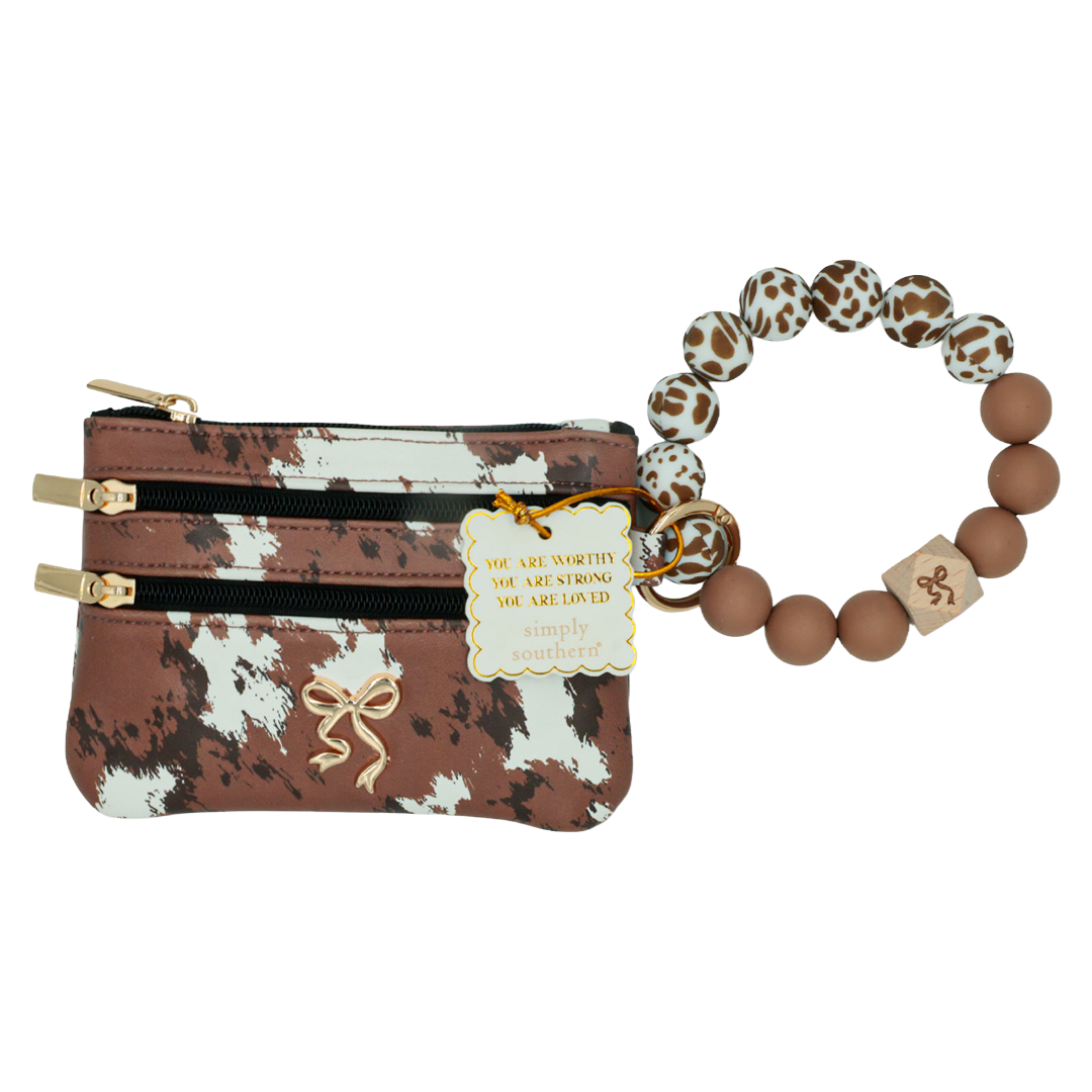 Simply Southern Brown Cowfur Beaded Bangle 0226-BEADBANGLEWLT-COWFUR