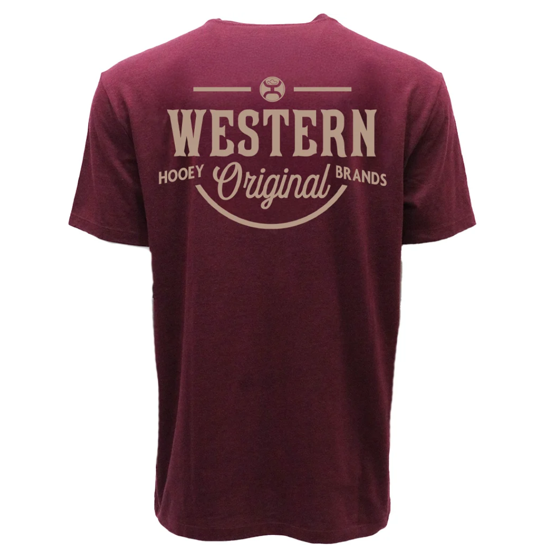 Hooey Men's Western OG Cranberry Heather Graphic T-Shirt HT2698MA